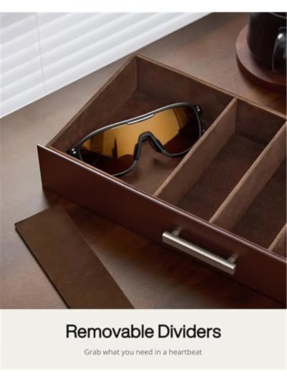 ProCase Sunglasses Organizer Box Clear Glass Lid PU Leather Eyeglass 12 Slots